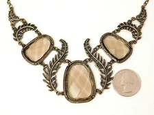 15.5" to 17.5" ZAD Necklace, Antiqued Goldtone and Faceted Acrylic Inlay