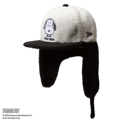 NEW ERA 59FIFTY Dog Ear Cap peanuts snoopy white black visor Boa