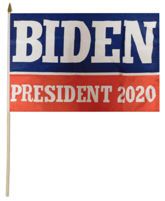 12 Pack Biden President 2020 Red White Blue 100D 12''x18'' Stick Flag 30'' Staff