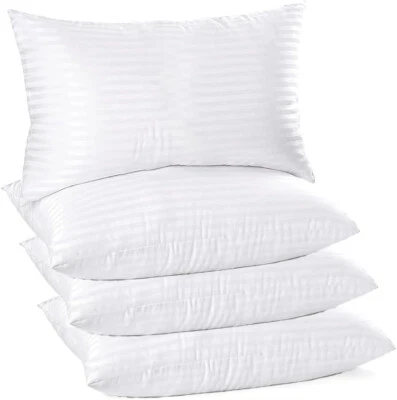 Hotel Quality Stripe 2 & 4 Pack Pillows Bounce Back Anti Allergic Bedding Pillow