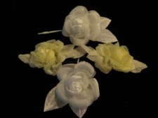 Retro Millinery Flower Collection All 3" Roses Yellow White for Hat Hair H2171