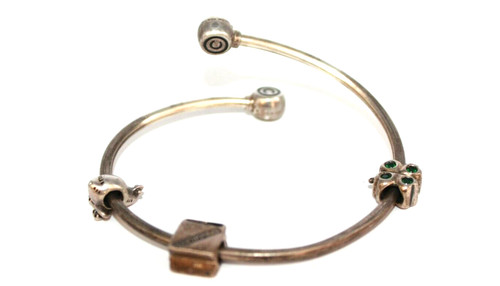 Chamilia Sterling Silver Chamilia Bangle Bracelet with 3 Charms  [033WEJ]