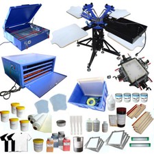 Full Set 3 Color Screen Printing Kit Press Machine Ink Dryer Exposure Stretcher