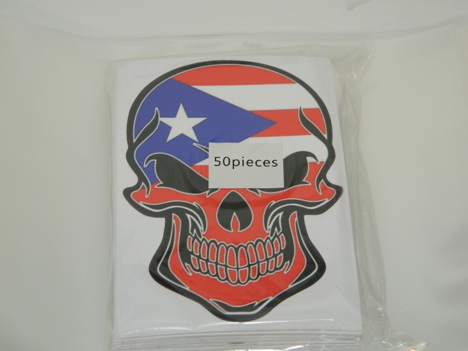 Lot of 50 Puerto Rico Skull Decal Sticker Car Truck Window Bumper ...