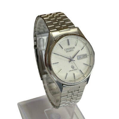 CITIZEN Crystron 4-710088 Quartz Silver Case DayDate WR Men Watch