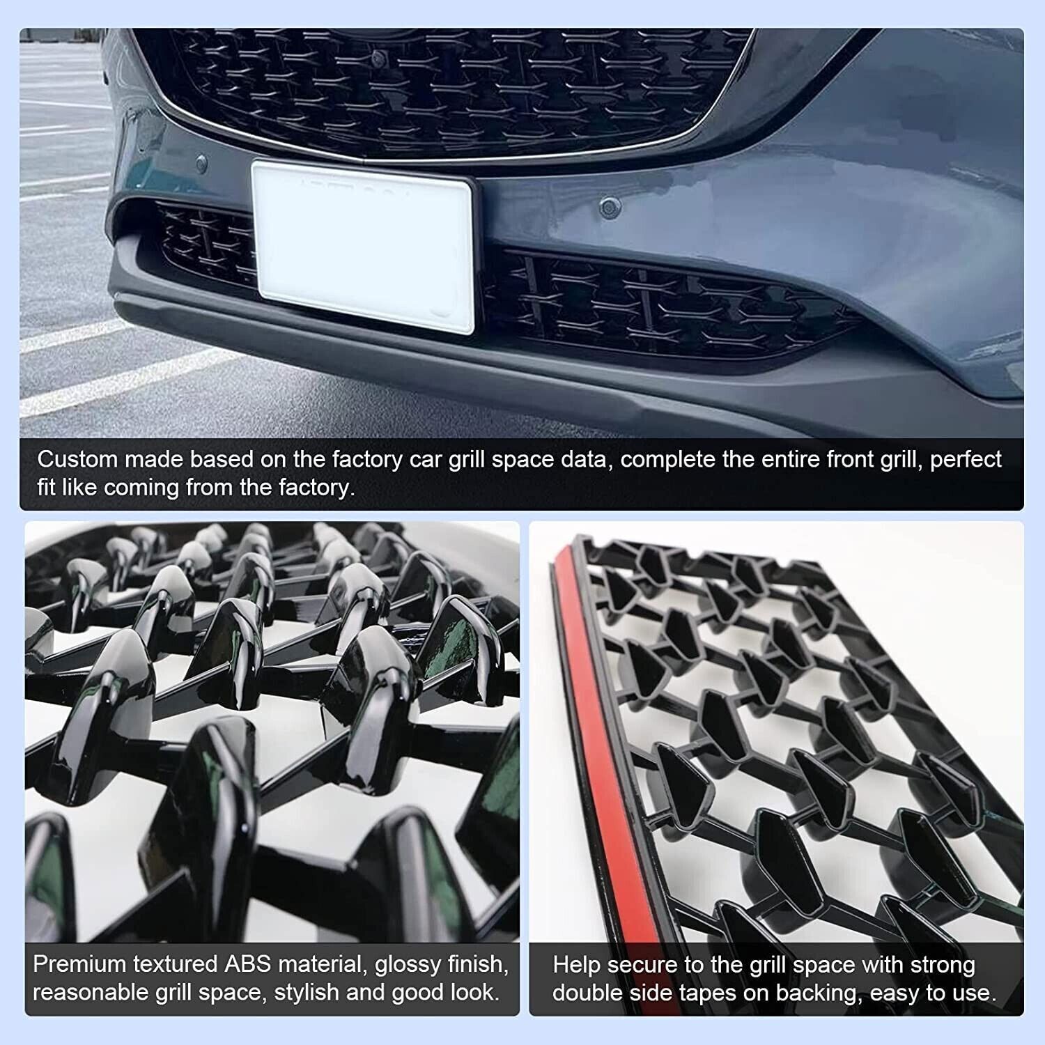 Frontgrill Mesh Für Tesla Model Y 2020-2023 - 2 Stück Hell Schwarz ABS