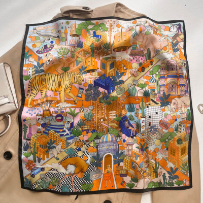 fashion new 100% Mulberry Silk Scarf Women's Small Square Thin Scarf changc21