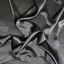100 PURE SILK CHARMEUSE FABRIC 45" DRESSMAKING SEWING BLACK SOLID COLOR BTY,