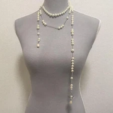 Vivienne Westwood Broken Pearl Necklace Silver w/drawstring [EJ305