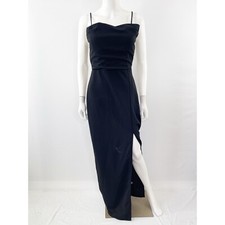 Fashion Nova Black Exclusive Invite Maxi Dress Size L Vampire Gothic Side Slit