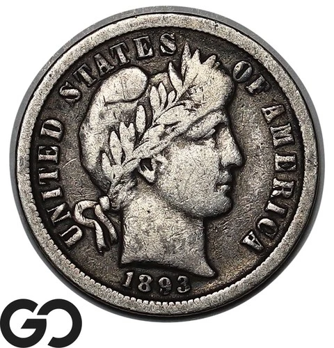 1893-O Barber Dime, VF Bids: 88