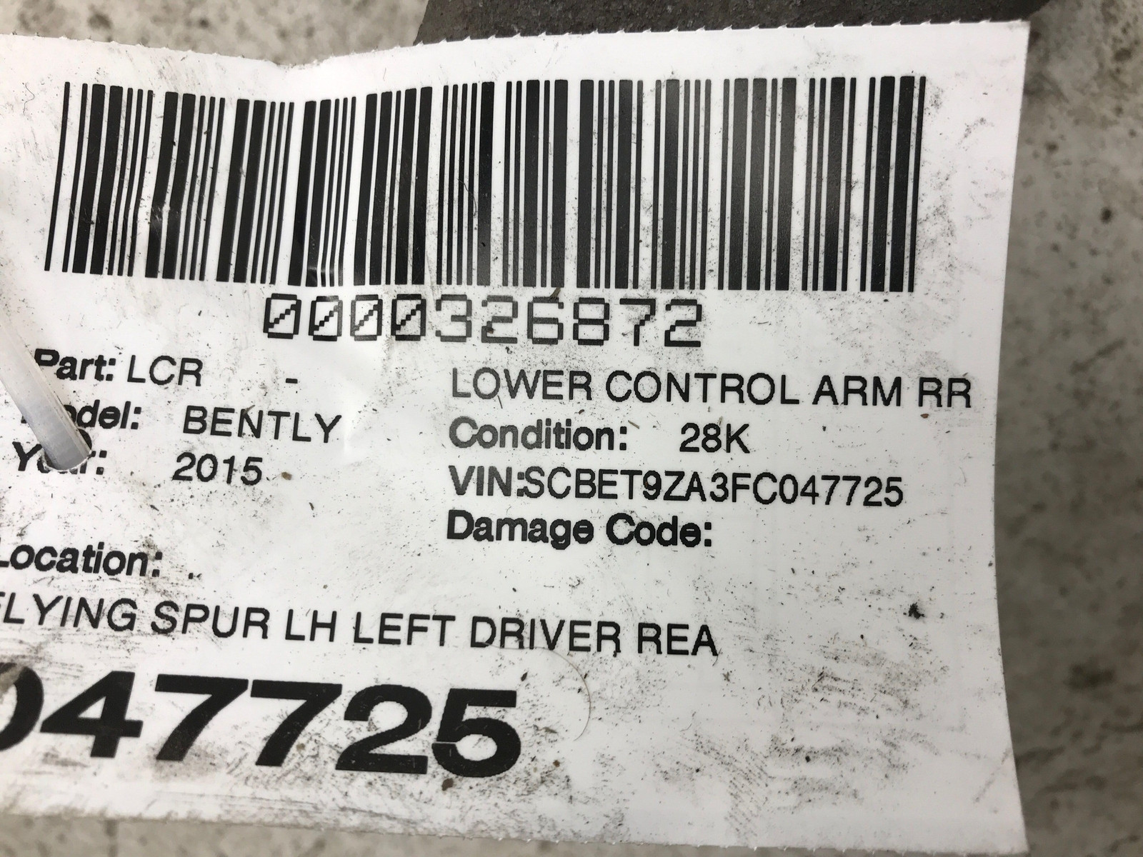 Bentley Flying Spur 2013-2019 Rear Left Lower Control arm P/N 4E0511511G