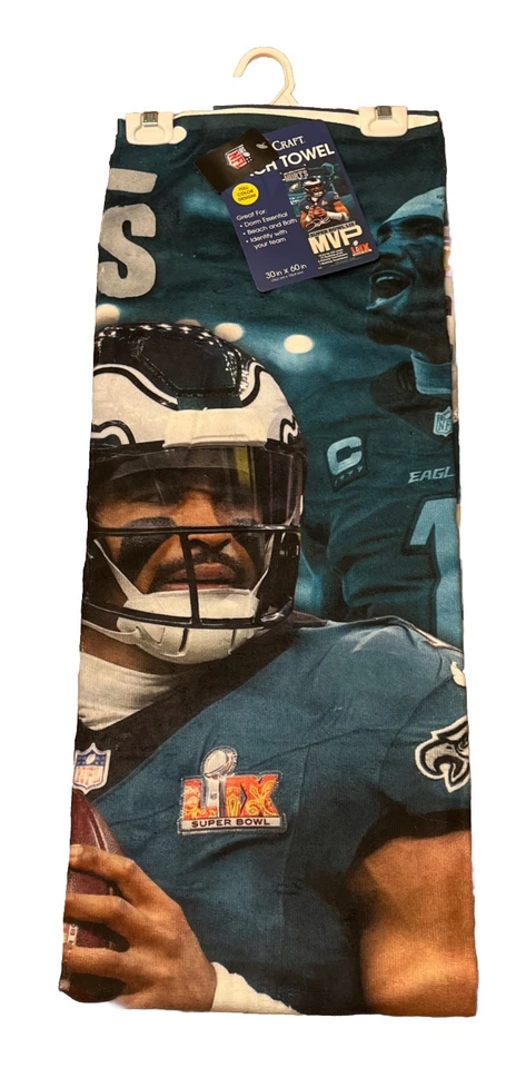 JALEN HURTS #1 PHILADELPHIA EAGLES 30"X60" SPECTRA BEACH TOWEL WINCRAFT - Image 2 of 4