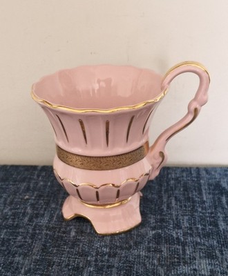 Vintage Rosa Porzellan ''Chodov'' Rosa & 24k Gold Überbackene Tasse Tschechien 