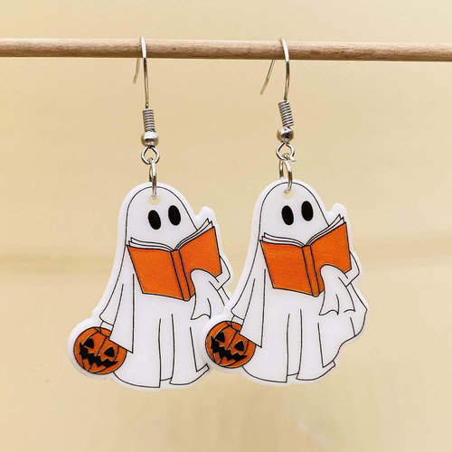 Halloween Ghost Earring for Women Unique Black Cat Pumpkin Coffin Earring Funny - Picture 6 of 12