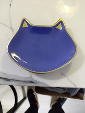 Ceramic Cat Face Ring/JewelryPlate Gold Accent