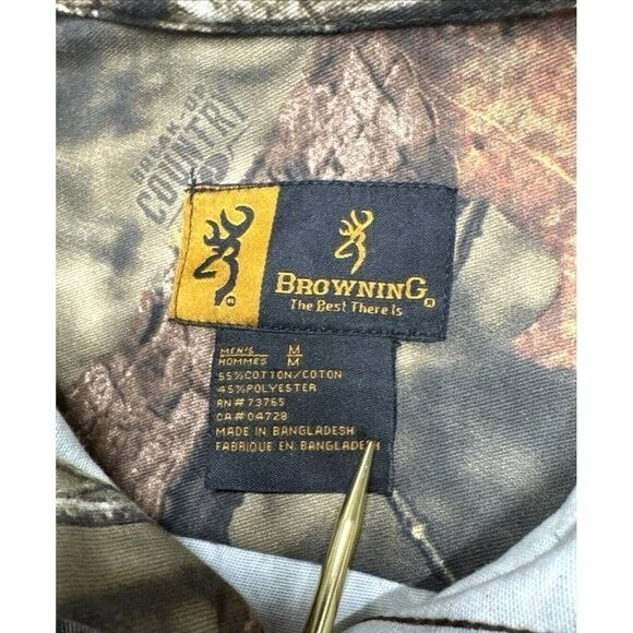 Browning Mossy Oak Wasatch Camo Shirt Mens Medium Button Up Long Sleeve NEW - Image 3 of 4