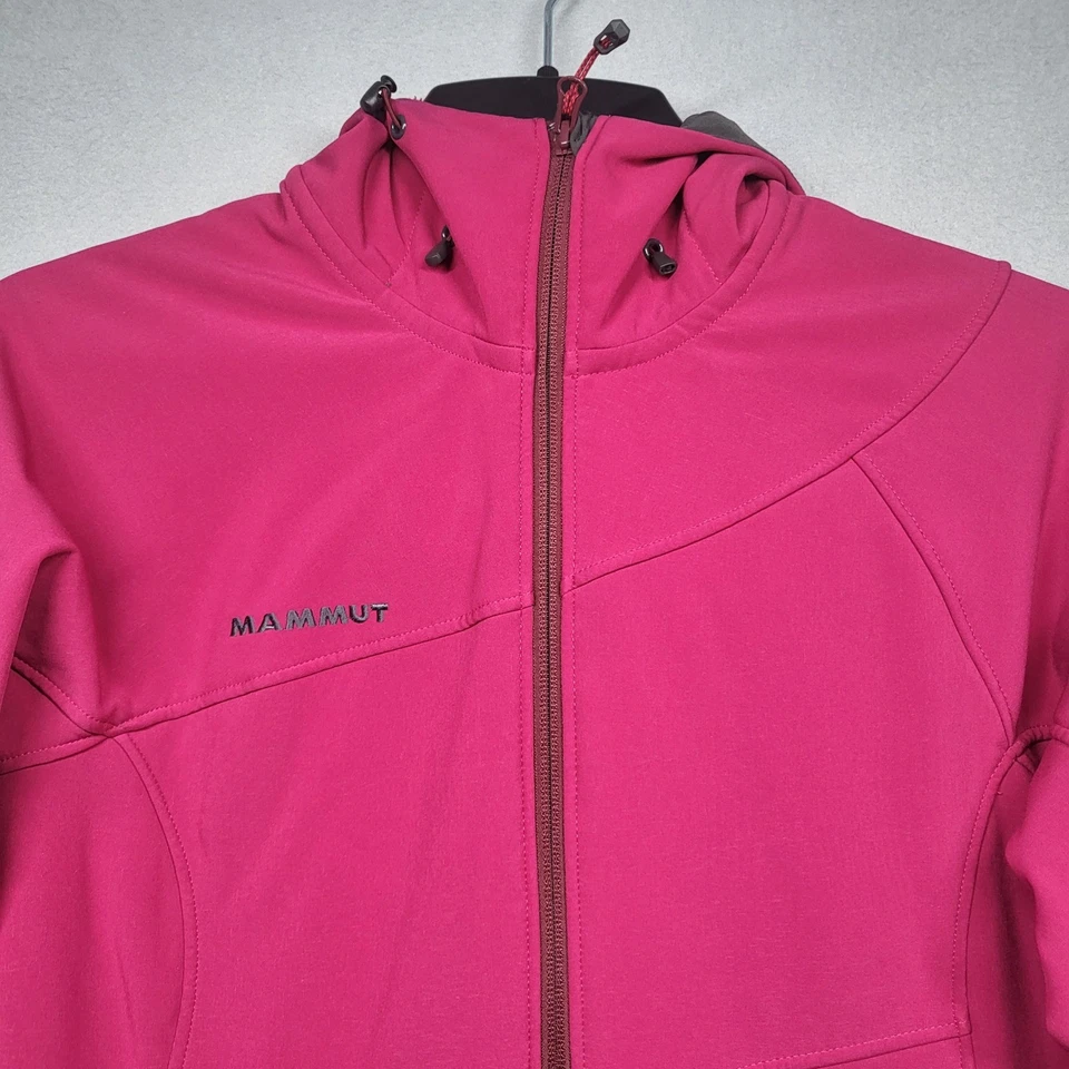 Chaqueta Mammut Para Mujer Mediana Rosa Forrada de Vellón Cremallera Completa Softshell Abrigo con Capucha Foto 2 de 4