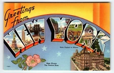 Vintage Greetings from New York Linen Postcard State Capitol Albany 1940