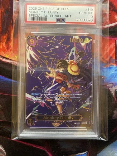ONE PIECE OP13 CARRYING ON HIS WILL OP09-119 MONKEY D. LUFFY PSA 10 SP ALT ART