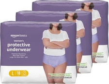 Amazon Basics Incontinence Underwear for Women, Protective, Large, Lavender 