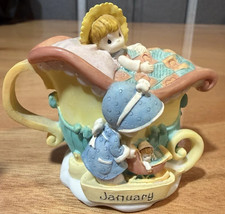 Set of 12 Enesco Avon Exclusive Precious Moments Calendar Miniature Teapots