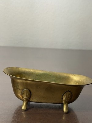 Vintage Brass Clawfoot Bathtub Soap Dish Trinket Bowl Retro Bathroom