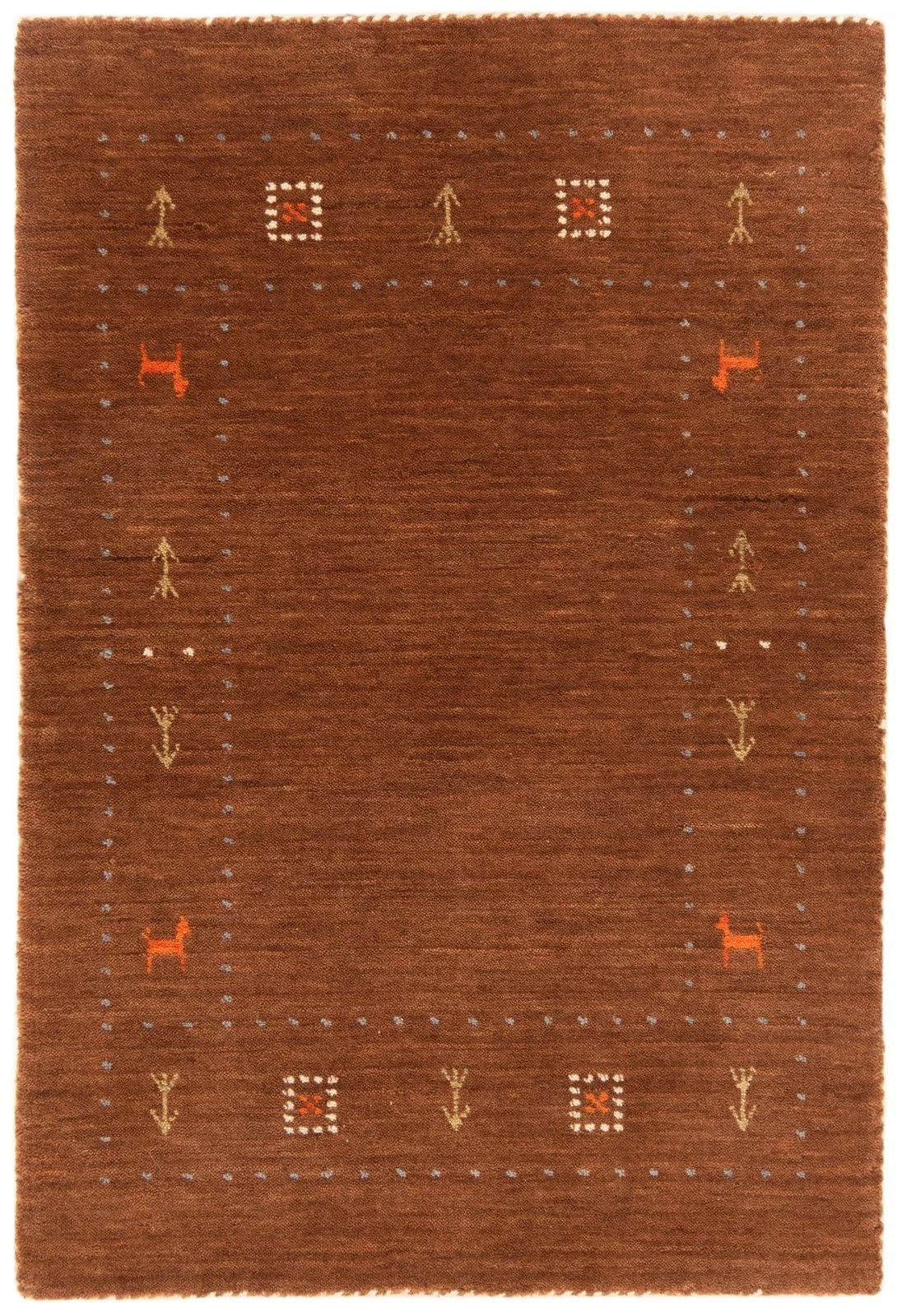 Tribal Gabeh Brown Wool Rug 8x10 ft – Handloom Area Rug for Living room Carpet