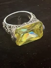 Sterling Silver 925 Ring Yellow Gemstone Size 8 Vintage Estate Jewlery  Womens