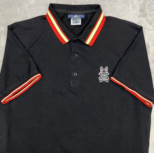 PSYCHO BUNNY Gresham Polo Shirt Boy  s XL 10/12 Black Pique Pima Cotton Red Trim