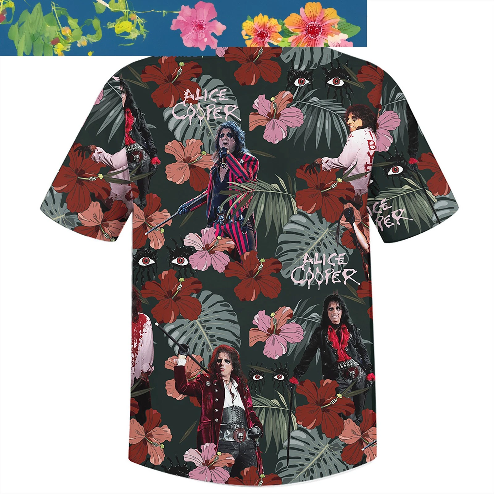 Palm Tree Coconut Monstera Hibiscus Alice Cooper Hawaiian Shirts