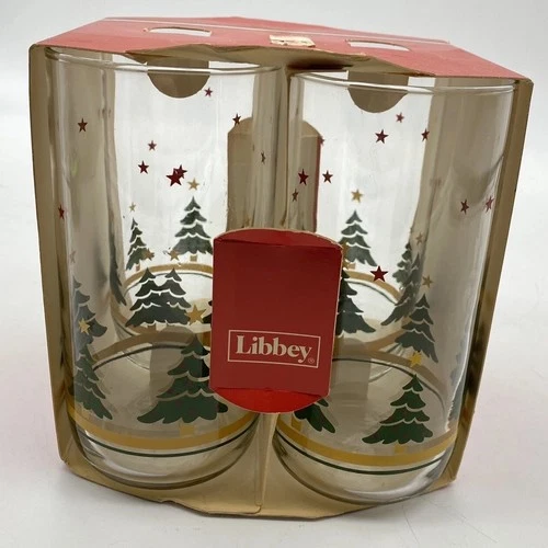VTG 90s Libbey Christmas Woods Holiday Glasses Set of 4 17.5 oz Made USA Retro