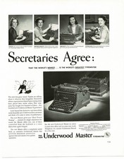 1938 Underwood Master Typewriter Secretaries Agree Vintage Print Ad thumbnail