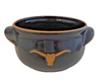 Frankoma King Ranch Black Chili Soup Bowl Crock Longhorn Pottery