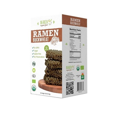Big Green Organic Food- Organic Buckwheat Ramen, 25.3oz, 100% buckwheat, Gluten