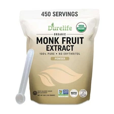 Durelife Organic 100% Pure Monk Fruit sweetener, No Erythritol, Monkfruit Ext...