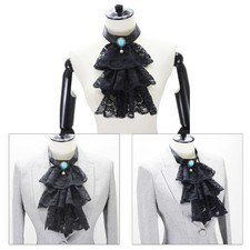 Gothic Punk Lace Ruffled Fake Collar Jabot Victorian Steampunk Costume Accessory