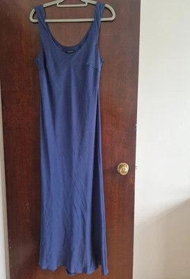 New Look Dress Size 16 Navy Satin Slip Midi Long Summer Wedding Races Occasion - Image 1 of 4