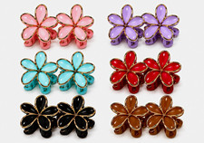 6 Pairs Flower Hair Clips Acrylic Multicolor Strong Hold Non-Slip Gold Tone
