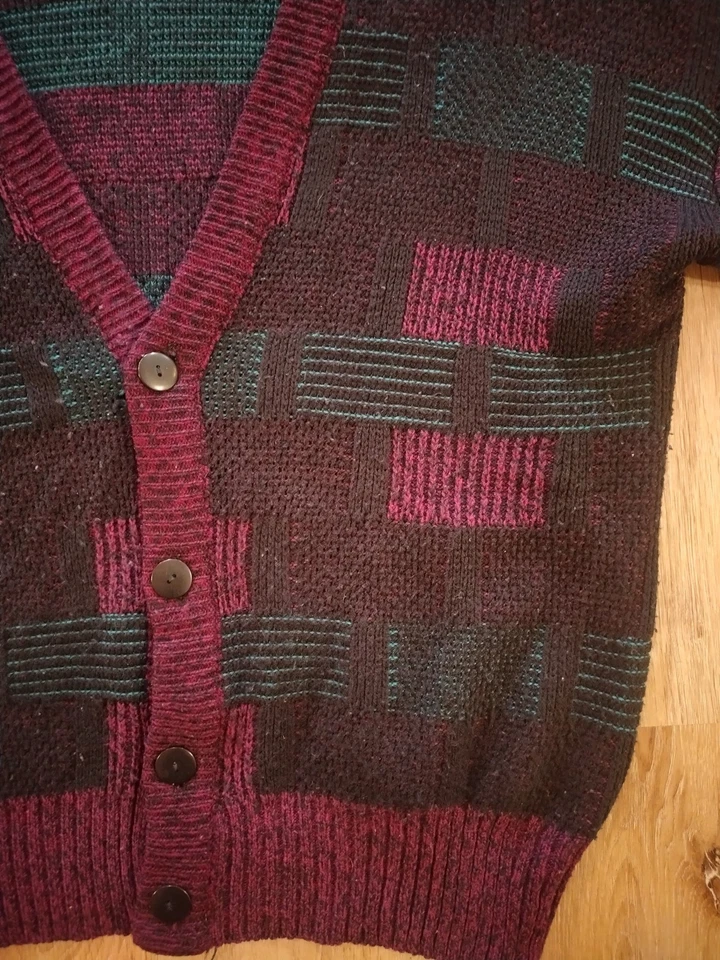 Cárdigan Suéter Cosby Abuelo Grande Púrpura De Colección Principios de los 90 Medio Oeste Emo Grunge Foto 3 de 4