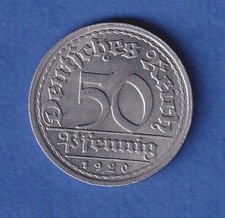 Deutsches Reich Kursmünze 50 Pfennig 1920 E vz