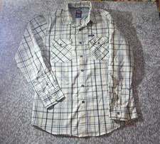 Wrangler Riggs Workwear Mens Medium Plaid Button Front Work Shirt Blue Pockets
