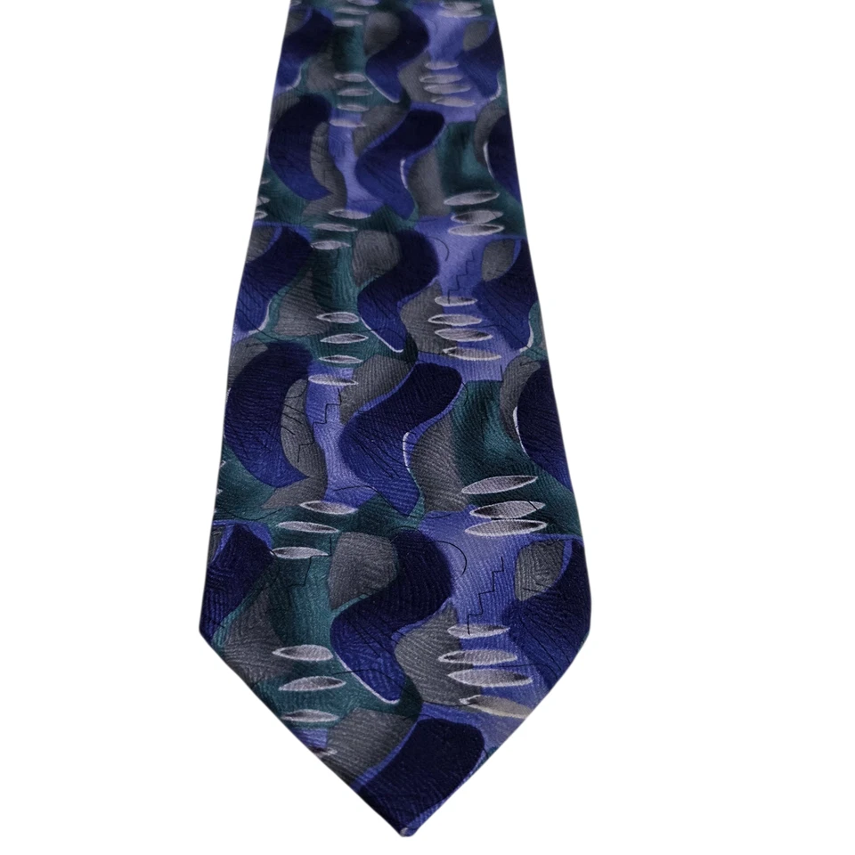 Corbata para Hombre J Garcia Azul Gris 'Duckworm Alarm' Edición Limitada Seda Clásica Foto 2 de 4