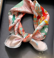 100 Mulberry Silk Scarf Women Neckerchief 20'' Small Square Flower Bandana B46