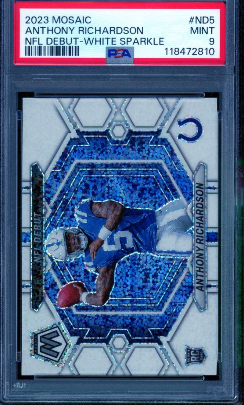 Anthony Richardson Rookie Card 2023 Mosaic NFL Debut White Sparkle #ND5 PSA 9