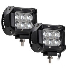2 Pack 4-Inch 18W LED Off Road Work Light, Driving Flood Light, 6000K Pure White