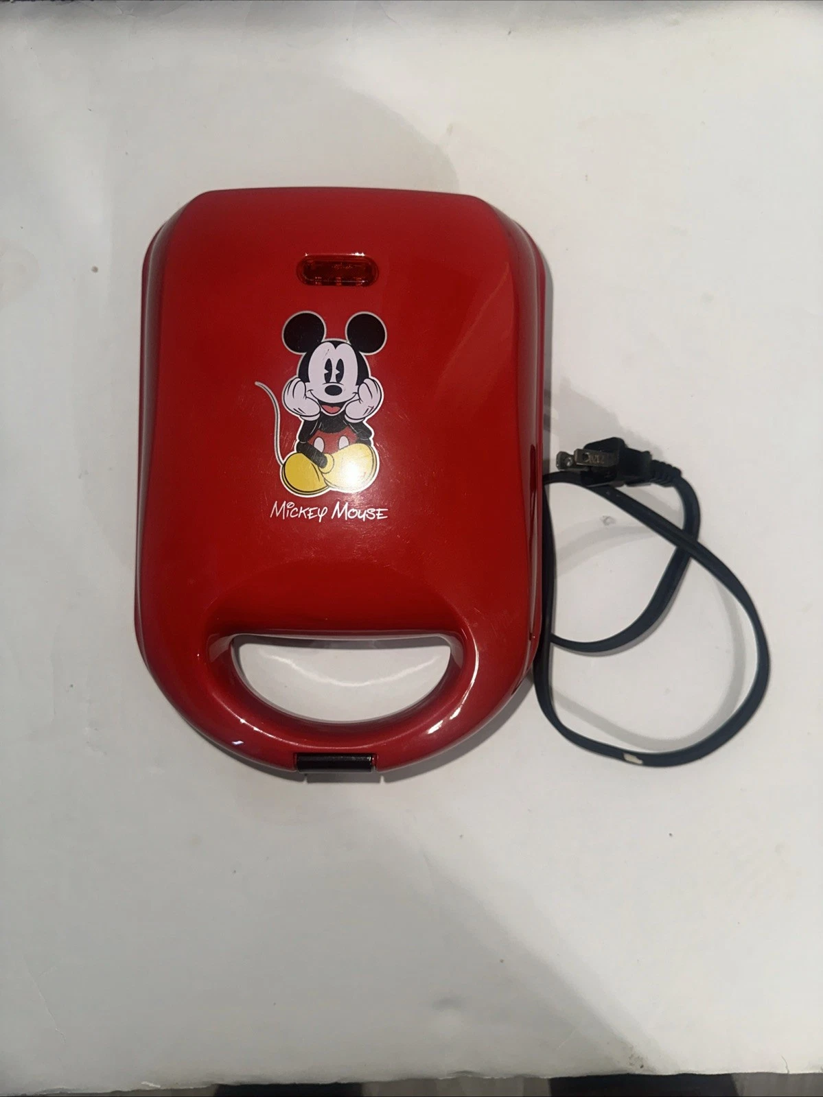 Disney Mickey Mouse Waffle Maker DCM 92 Red Household Use Only Electric ✅ Tested