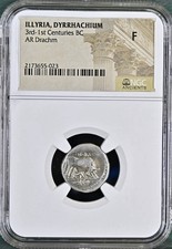 Greek Illyria Silver Drachm Dyrrhachium 200BC-80BC NGC Ancient Graded Fine