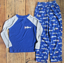 Cat & Jack Shark Christmas Boy's Small 6/7 Pajama Set Top Bottom Shirt Pants