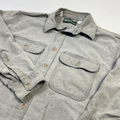 Gander Mountain Chamois Flannel Shirt Mens XL Gray Workwear Outdoor Made In USA